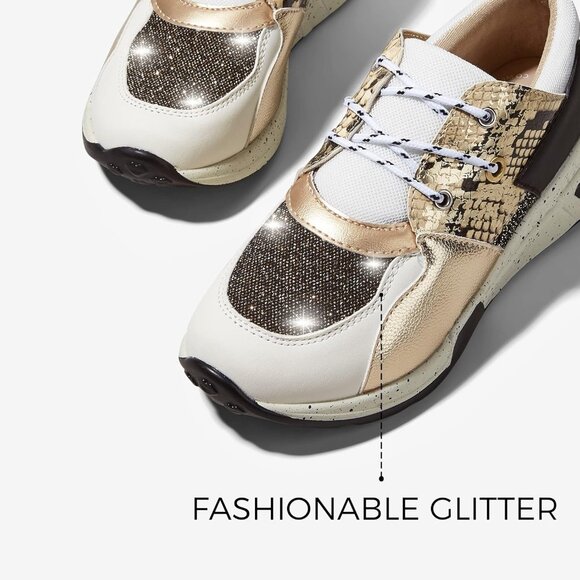 🆕Women Gold High Heel Wedge Sneakers Fashion Cliff Platform Retro Lace Up Shoes - Picture 5 of 8